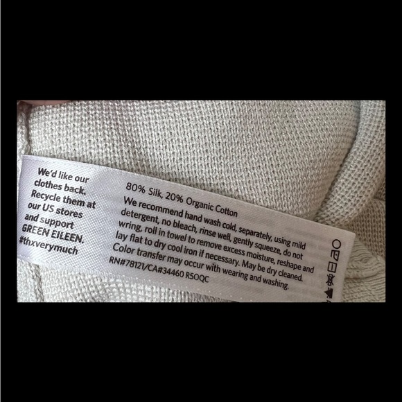 EILEEN FISHER Cardigan Sweater Duster Long Ivory White Silk Organic Open Large - Picture 7 of 7